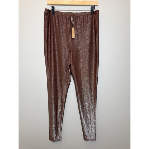 SKIMS Pants - NWT SKIMS XL Cocoa Brown Sparkle Glitter Stretch Leggings High Rise Stretch